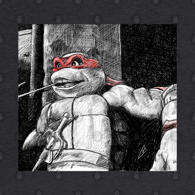 Teenage Mutant Ninja Turtles - Raphael B&W by JebMiao